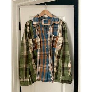 Ce:Some Plaid Patchwork Button-Up Shirt Women’s Size S